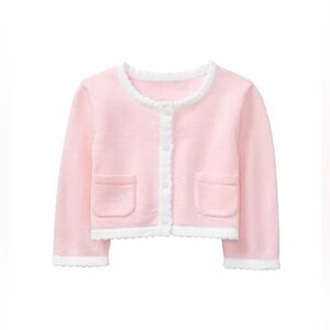 Baby Petal Pink Cropped Scalloped Cardigan by Janie and Jack